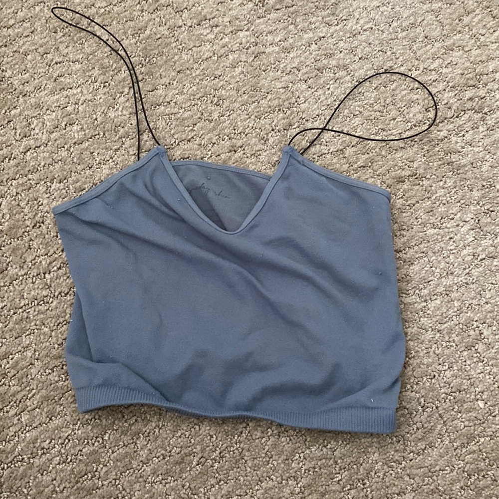 american threads blueish grey cropped tank top